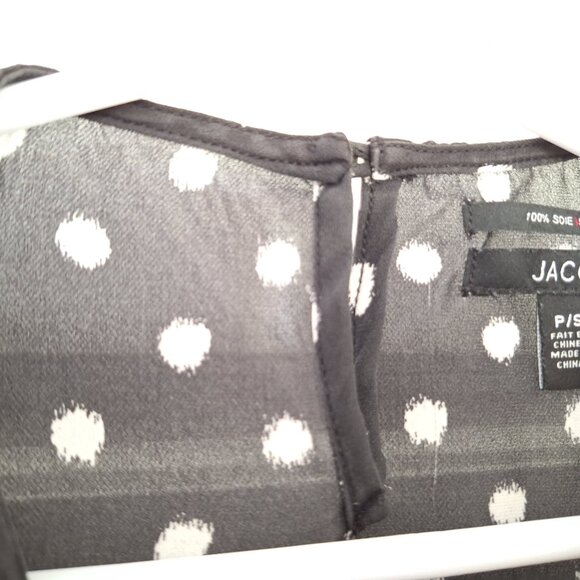 100% Silk Black and White Polkadot Sleeveless top with bow - Picture 8 of 15